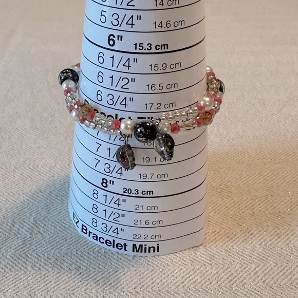 Handmade Skull & Roses Whimsical Necklace, Bracelet & Earrings Set Coral Peach - Picture 14 of 17